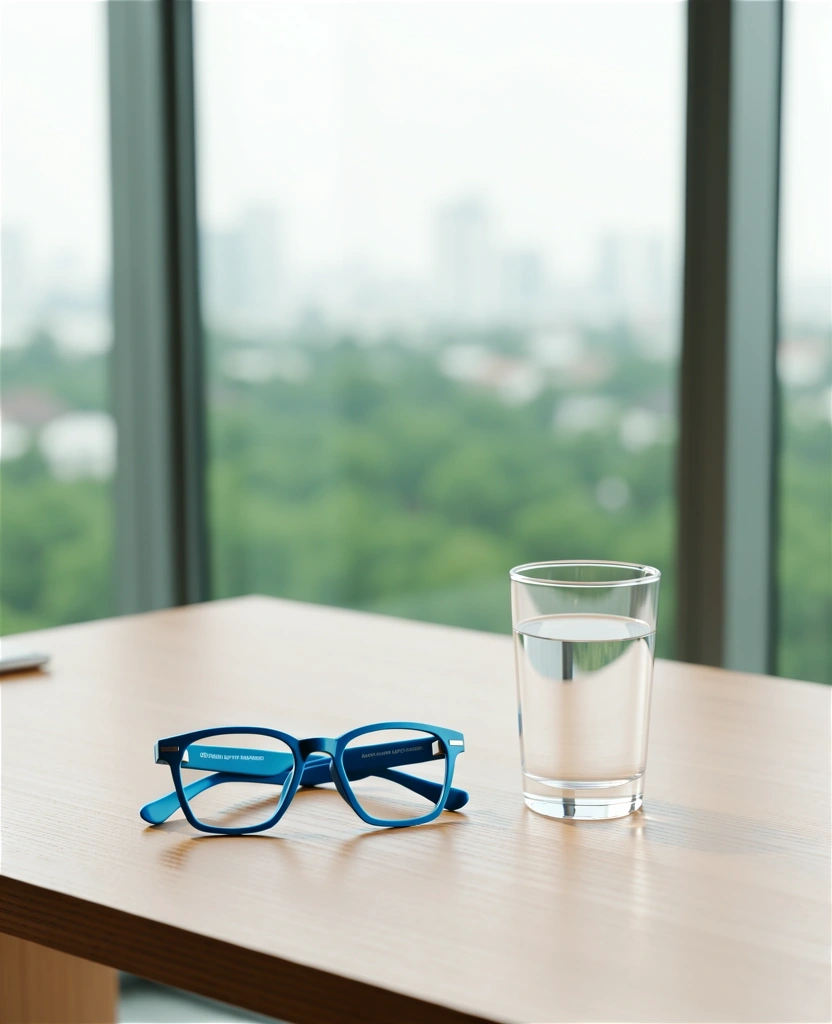 Ergonomic eye wellness setup in a modern environment